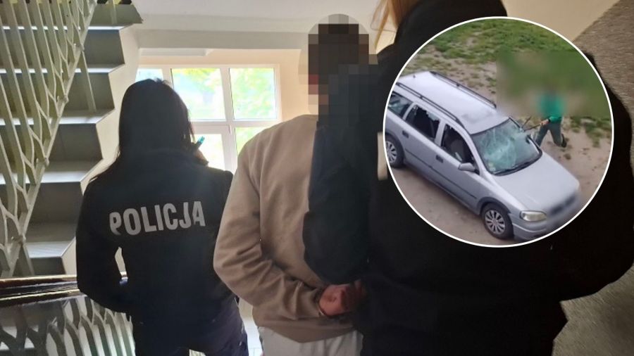 Użył skradzionego sekatora, aby dokonać większych zniszczeń fot. Pomorska Policja