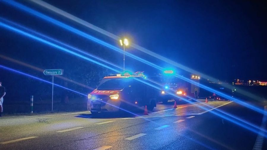  Wypadek na drodze krajowej numer 9 w Łoniowie. Jedna osoba została ranna. Zdjęcia KP PSP w Sandomierzu/policja
