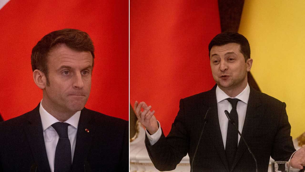 Emmanuel Macron i Wołodymyr Zełenski (fot.  Chris McGrath/Getty Images)
