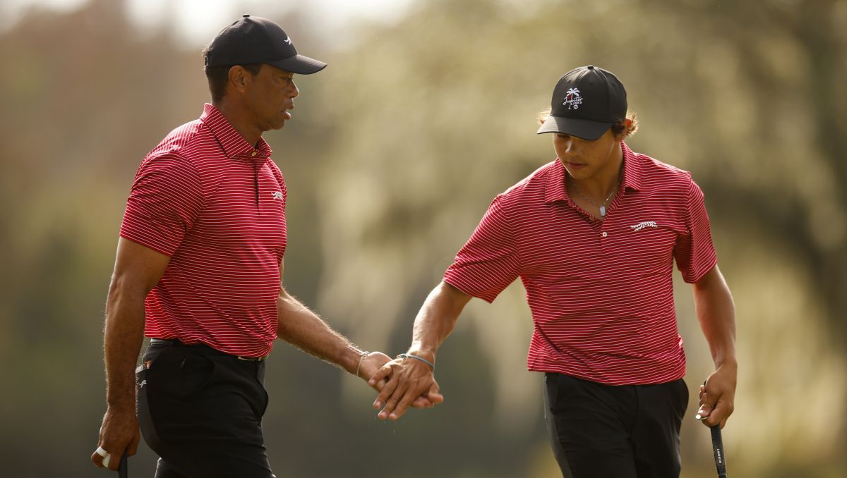 Tiger Woods z synem Charliem (fot. Getty)