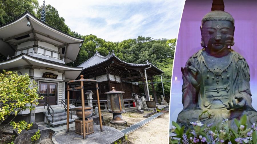 Posąg Awalokiteśwary Bodhisattwy wrócił do świątyni Kannon na Cuszimie (fot. John S Lander/LightRocket via Getty Images/YT/Kyodo News)