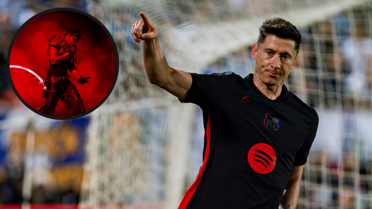 Robert Lewandowski i Travis Scott (fot. Getty)
