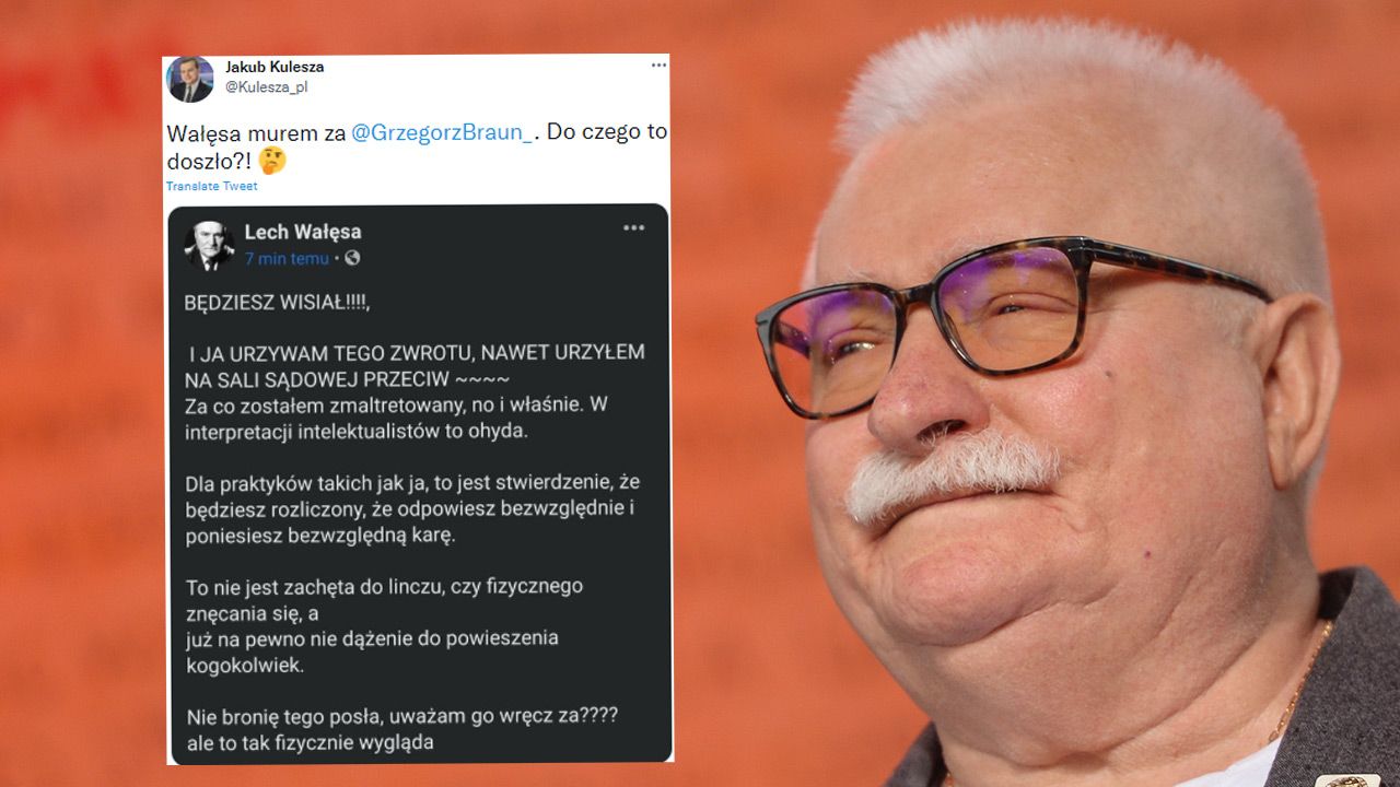 Lech Wałęsa wziął w obronę Grzegorza Brauna (fot. Artur Widak/NurPhoto via Getty Images) Lech Wałęsa wziął w obronę Grzegorza Brauna (fot. Artur Widak/NurPhoto via Getty Images)