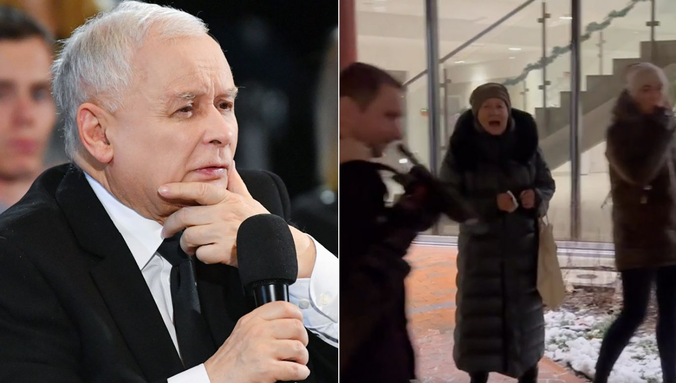 Spotkanie Jarosława Kaczyńskiego próbowali zakłócić zwolennicy opozycji (fot. PAP/Adam Warżawa, TVP)