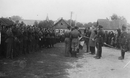 Druja, początek ulicy Vialikaja, październik 1935. Fot. Wikimedia/Narodowe Archiwum Cyfrowe. Sygn. 1-W-2230