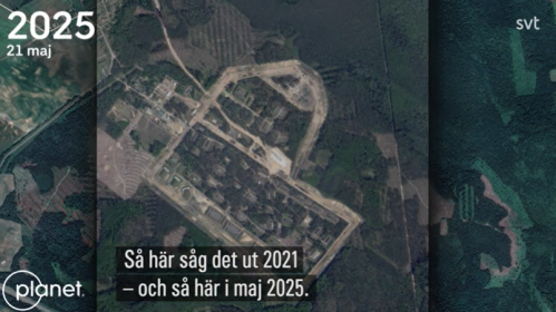 Filming of the military base near Osipovichi for May 2025. Screenshot from video: svt.se