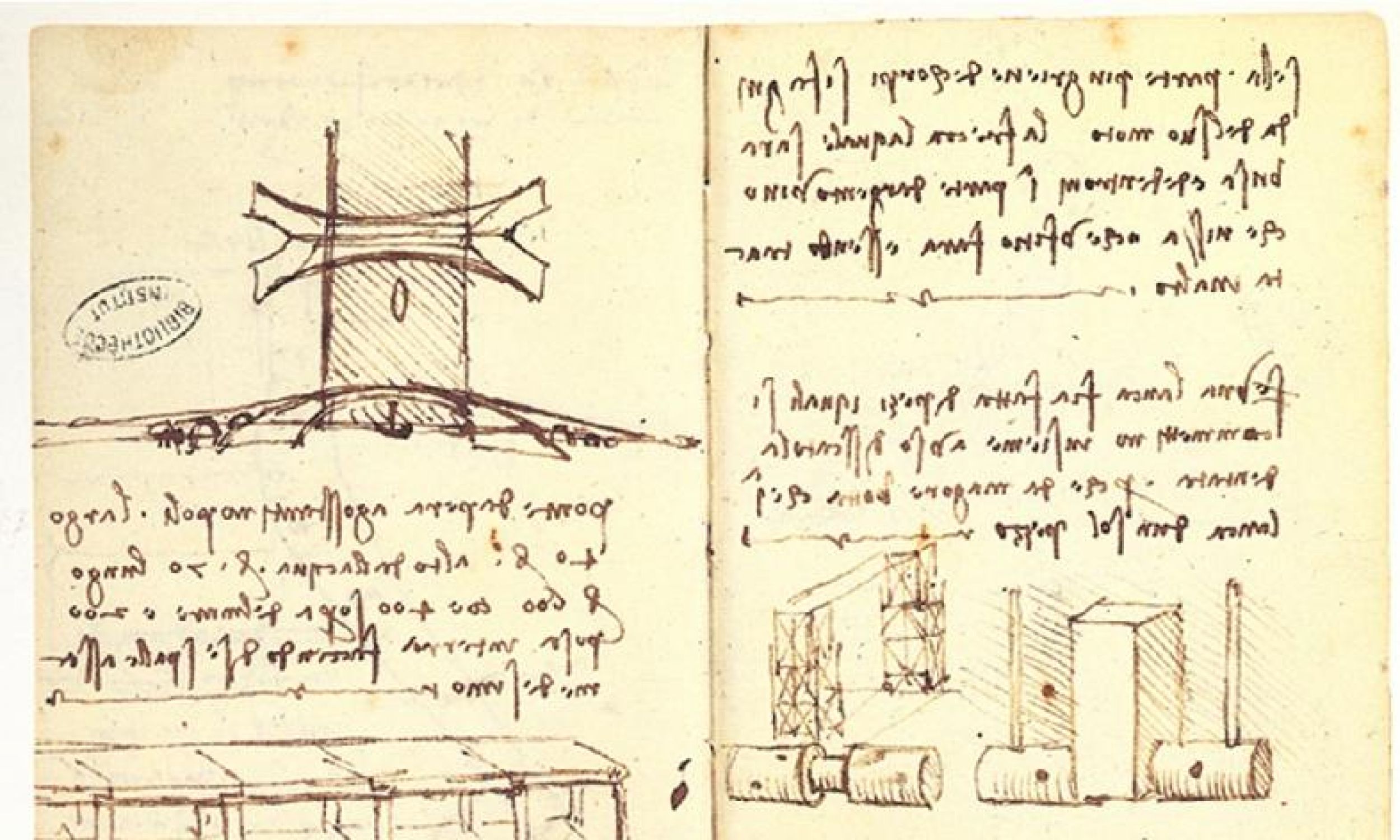 Szkic mostu w Konstantynopolu przygotowany przez Leonarda da Vinci w 1502 r. Fot. Wikimedia