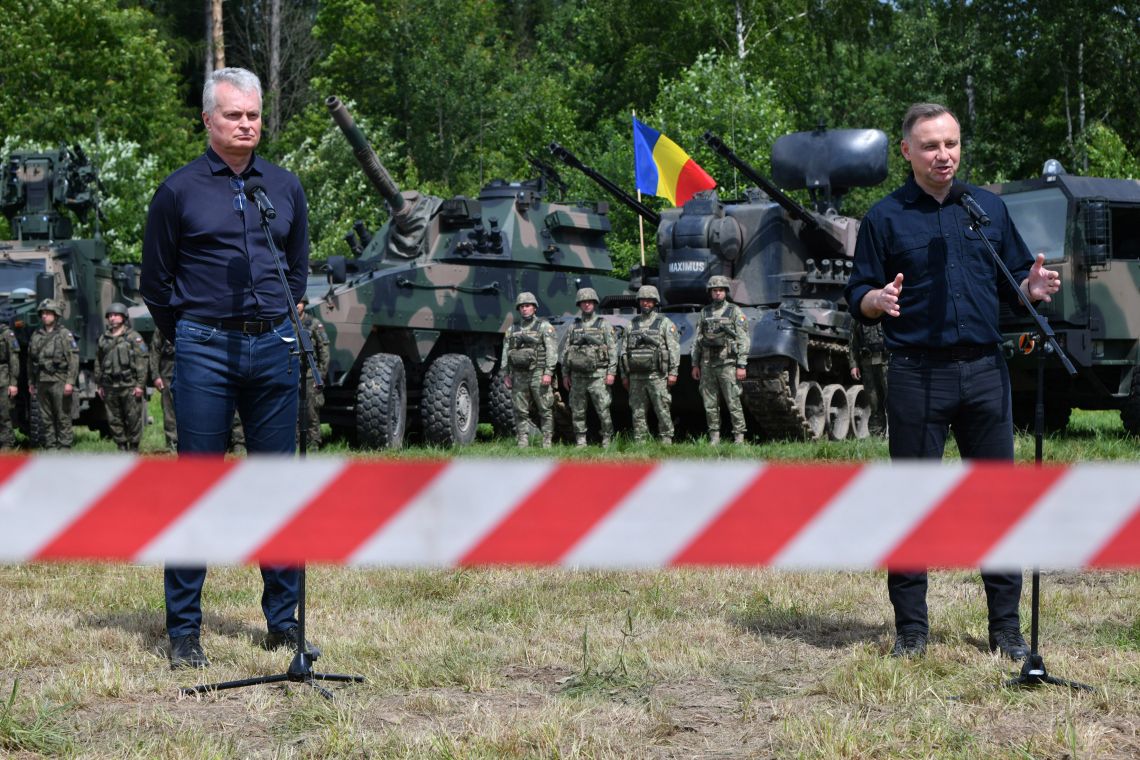 Прэзідэнт Польшчы Анджэй Дуда і прэзідэнт Літвы Гітанас Наўседа. 7 ліпеня 2022 г. (Фота: Andrzej Sidor / Forum)
