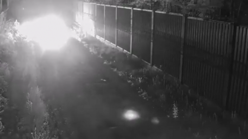 A Molotov cocktail thrown by a migrant is burning on the Belarusian-Polish border. Photo: Jacek Dobrzyński / X