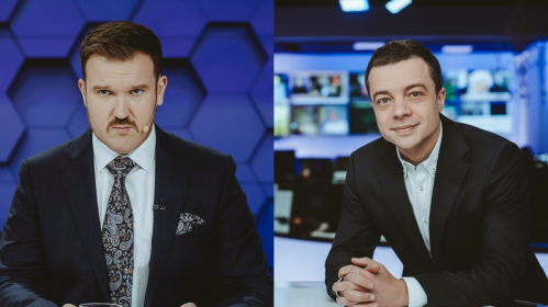 Вядоўцы праграмы «Тут і там» Зміцер Міцкевіч і Алесь Залеўскі