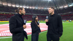 Grzegorz Krychowiak, Maja Strzelczyk, Wojciech Szczęsny (fot. TVP SPORT)