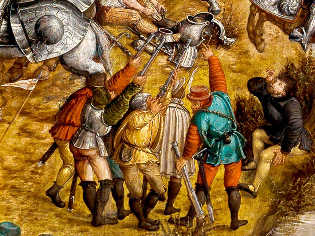 Пяхота Вялікага княства Літоўскага з пішчалямі. Карціна «Бітва пад Воршай» (фрагмент). Крыніца: Wikimedia Commons