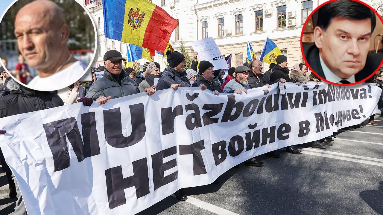 Prorosyjska demonstracja w Kiszyniowie (13.04.2023). Hasło w języku rosyjskim: „nie wojnie w Mołdawii”