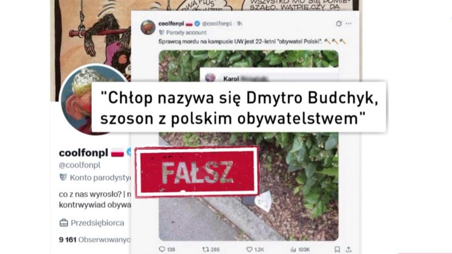 Antyukraińska dezinformacja po makabrycznym morderstwie na UW (fot. TVP Info)
