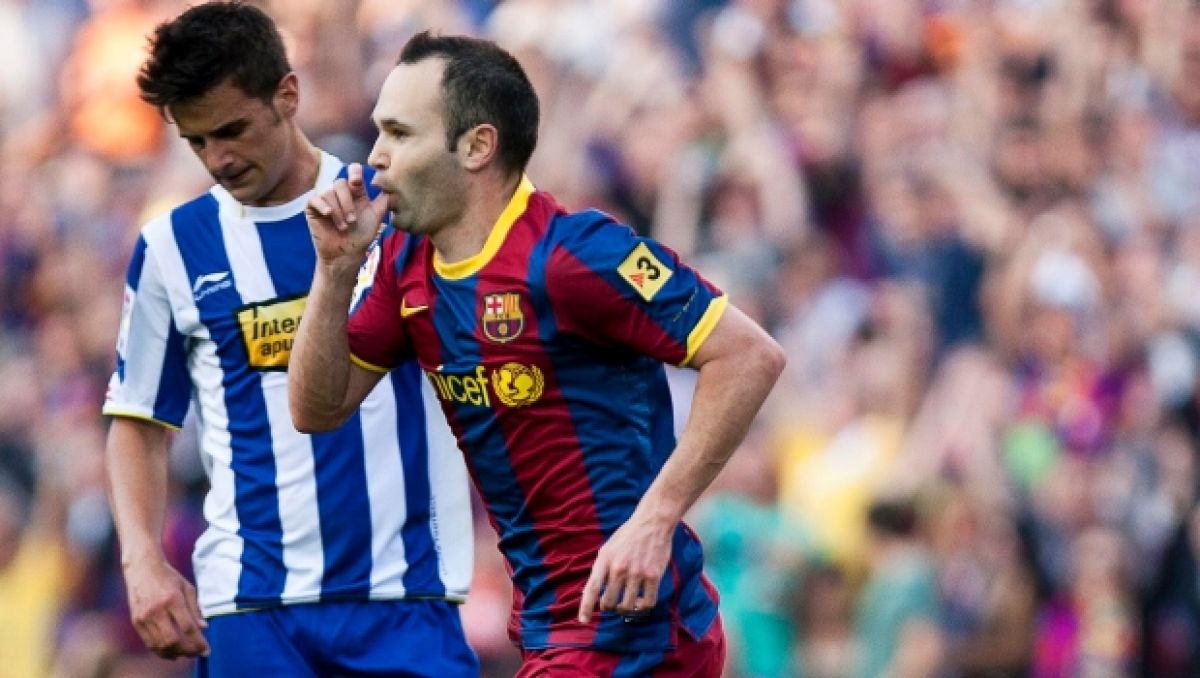 Iniesta świętujący swoje ósme trafienie w obecnym sezonie Primera Division (fot. PAP/EPA) Iniesta świętujący swoje ósme trafienie w obecnym sezonie Primera Division (fot. PAP/EPA)