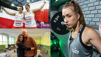 Malwina Kopron z Anitą Włodarczyk i dziadkiem (fot. Getty Images) Malwina Kopron