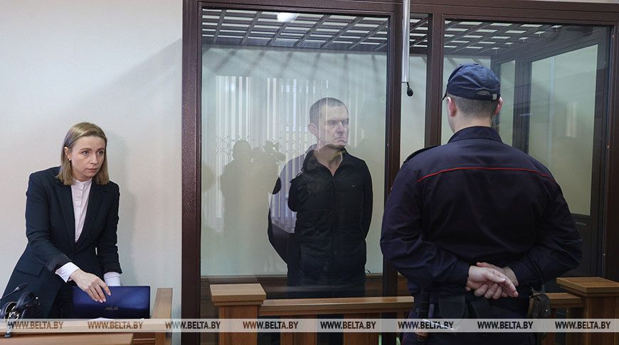 Анджэй Пачобут на судзе ў Горадні, Беларусь. 16 студзеня 2022 года. (Фота: belta.by)