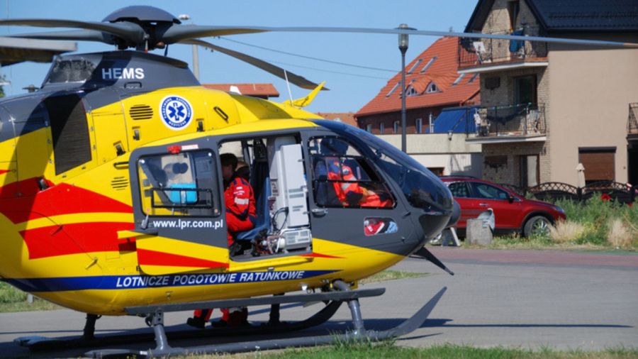 Do szpitala rannego mężczyznę przetransportował śmigłowiec LPR fot. Szpital Pucki
