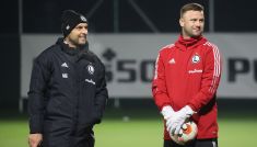Marek Gołębiewski i Artur Boruc (fot. PAP)