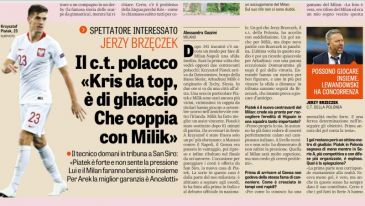 Brzęczek obejrzy debiut Piątka (Fot. "La Gazzetta dello Sport")