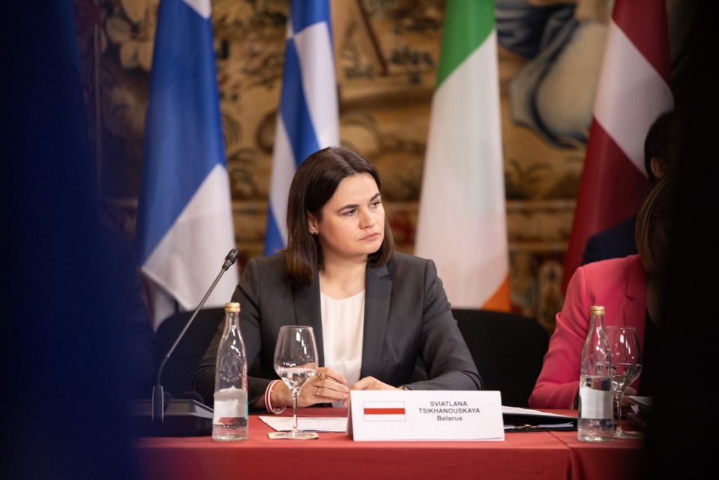 Святлана Ціханоўская на Саміце спікераў парламентаў ЕЗ. (Фота: tsikhanouskaya / Telegram)