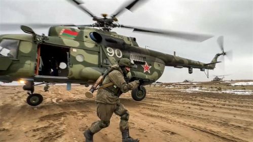 Сумесныя вайсковыя вучэнні ўзброеных сілаў Расеі і Беларусі ў рамках праверкі Сілаў рэагавання Саюзнай дзяржавы на Абуз-Лясноўскім палігоне каля Баранавічаў, Беларусь. 19 лютага 2022 года. Здымак мае ілюстрацыйны характар. Фота: Russian Defence Ministry / AFP / East News