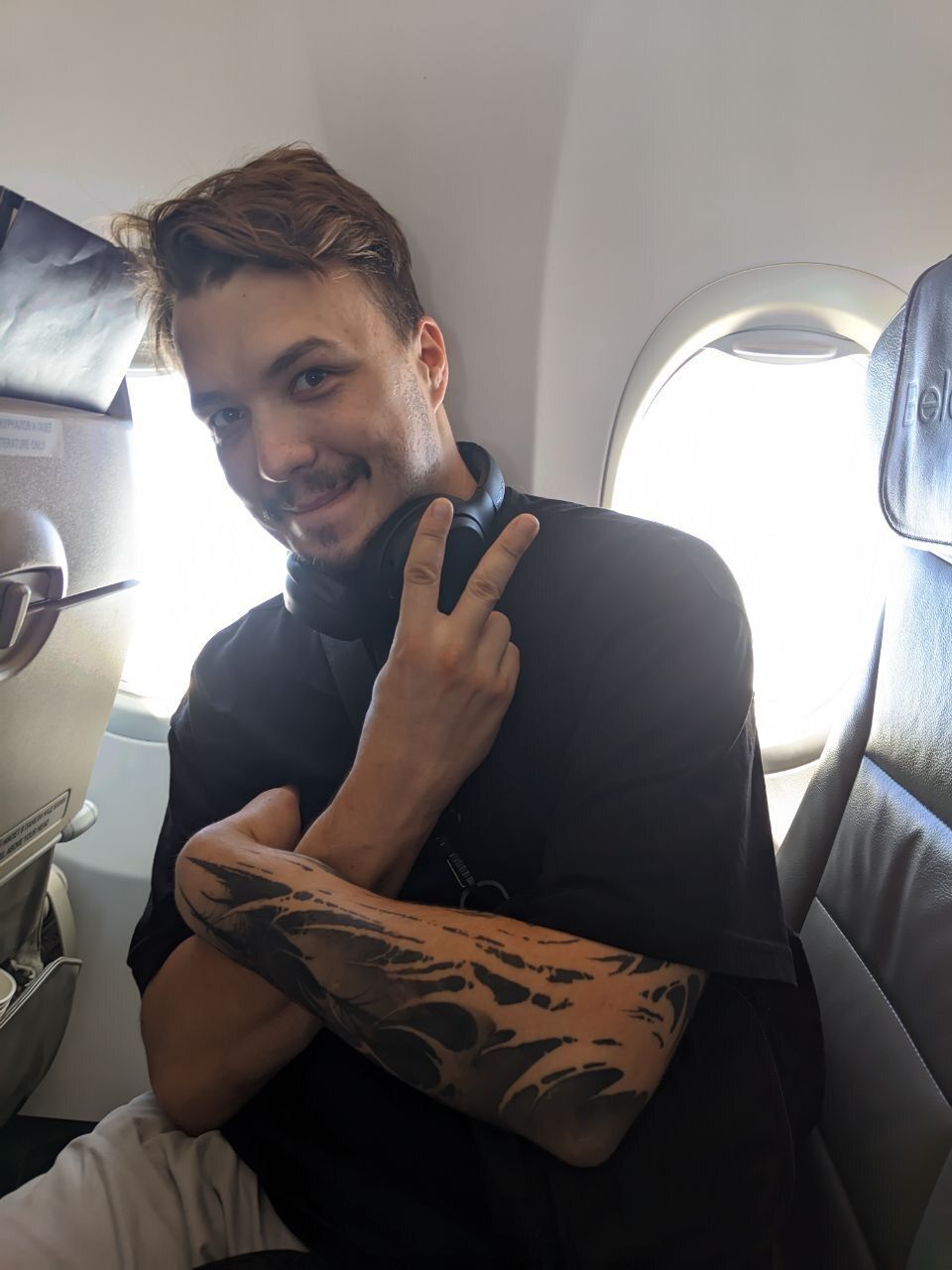 Раман Пратасевіч у самаёце. Фота: SPRAVA / Telegram