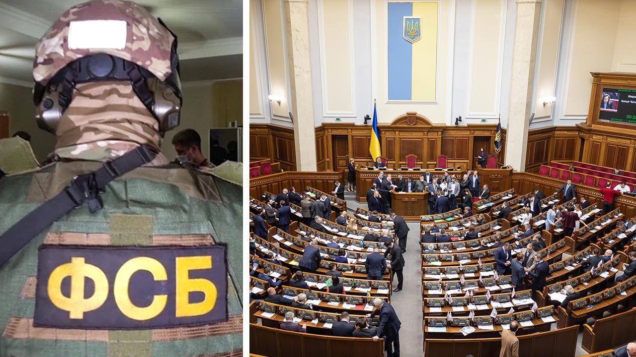 Objęci sankcjami ukraińscy posłowie mieli brać udział w rosyjskim puczu i okupacji (fot. FSB\TASS via Getty Images; Shutterstock)