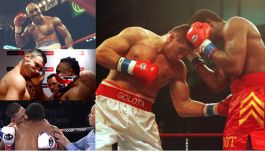 Bokserskie wybryki w wykonaniu Mike'a Tysona, Derecka Chisory i Edgara Berlangi (L). Z prawej - Andrzej Gołota i Riddick Bowe (fot. Getty)