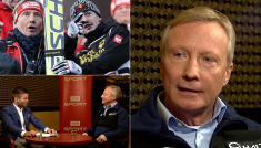 Walter Hofer – dyrektor PŚ – w rozmowie z Markiem Szkolnikowskim z TVP Sport (fot. PAP/Grzegorz Momot/TVP)