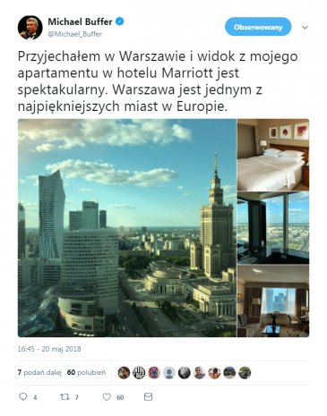 Michael Buffer zachwycony Warszawą (fot. Twitter)