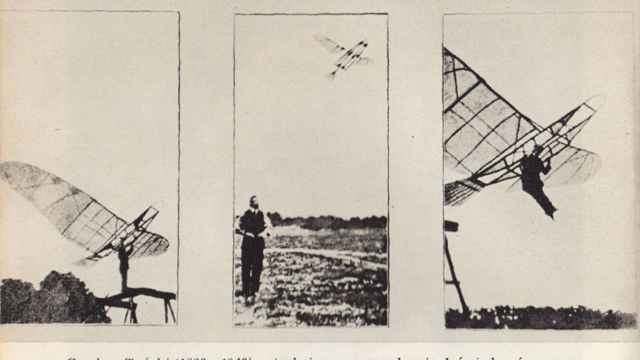 Pasją życia Czesława Tańskiego (1865-1942) było lotnictwo. Od 1893 budował modele latające o napędzie gumowym, a po próbach Otto Lilienthala – szybowiec „Lotnia”. W 1896 dokonał na nim kilku skoków długości 20-40 m (na zdjęciu). Fot. WikiCommons/ze zbiorów Komisji Historycznej Rady Seniorów Aeroklubu PRL, Muzeum Lotnictwa i Astronautyki w Krakowie, Ośrodek Postępu Technicznego NOT, Wojskowa Agencja Fotograficzna, "Skrzydlata Polska", "Dzieje polskich skrzydeł" Wydawnictwo Interpress Warszawa 1974