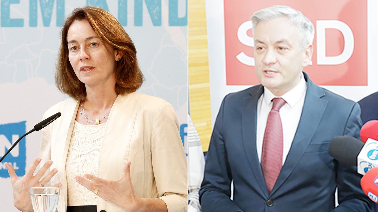 Wiceszefowa Parlamentu Europejskiego Katarina Barley i europoseł Robert Biedroń (fot. Isa Foltin/Getty Images for Plan International e.V.; PAP/Albert Zawada) Wiceszefowa Parlamentu Europejskiego Katarina Barley i europoseł Robert Biedroń (fot. Isa Foltin/Getty Images for Plan International e.V.; PAP/Albert Zawada)