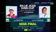 Iga Świątek – Jasmine Paolini, Polska – Włochy, Billie Jean King Cup – półfinał (fot. TVP Sport)