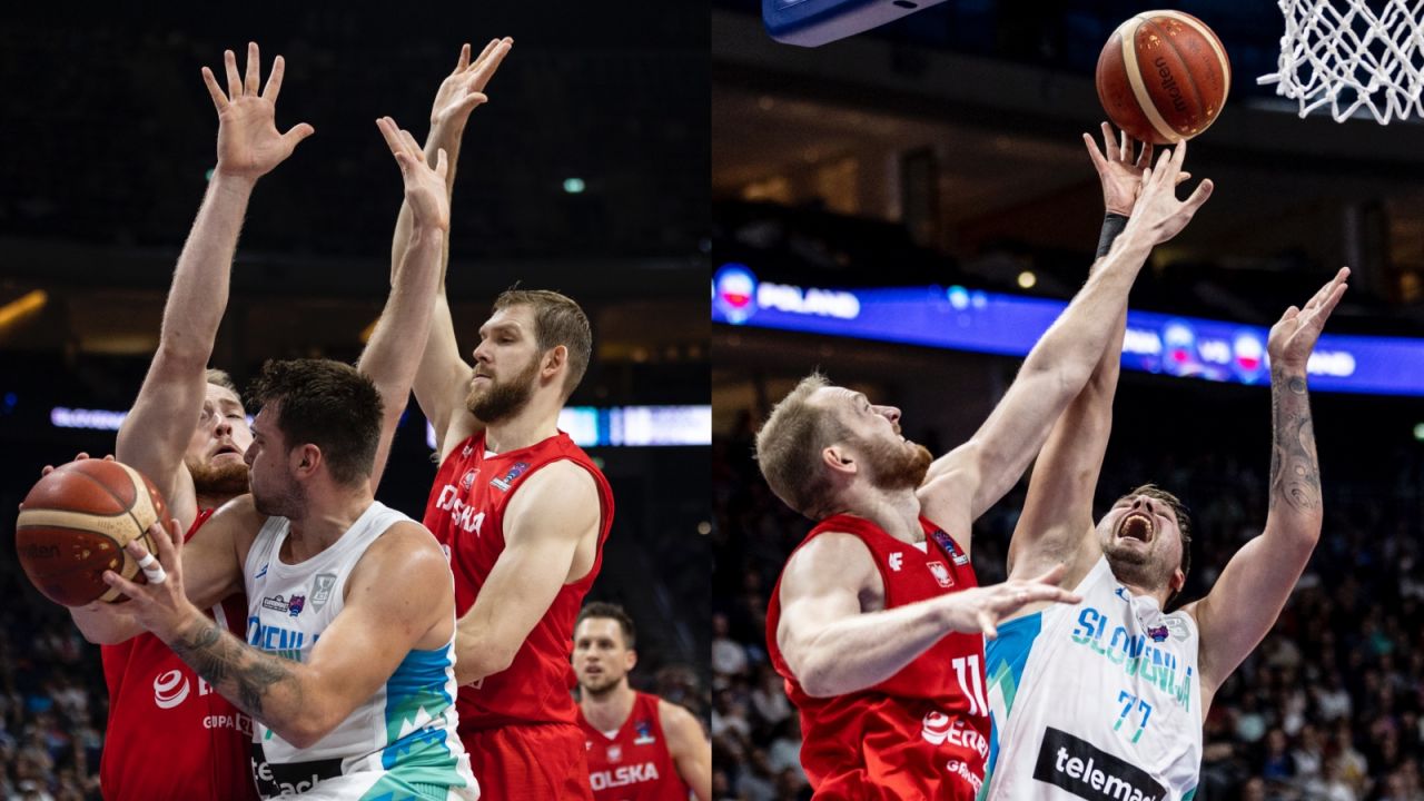 Aleksander Dziewa walczy z Luką Donciciem (fot. Getty).