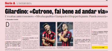 Alberto Gilardino w wywiadzie dla "La Gazzetta dello Sport" (fot. "LdS")