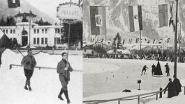 Kazimierz Smogorzewski podczas ceremonii otwarcia "Międzynarodowego Tygodnia Sportów Zimowych" w Chamonix (fot. raport olimpijski) / arena zmagań w Chamonix (fot. Getty Images)