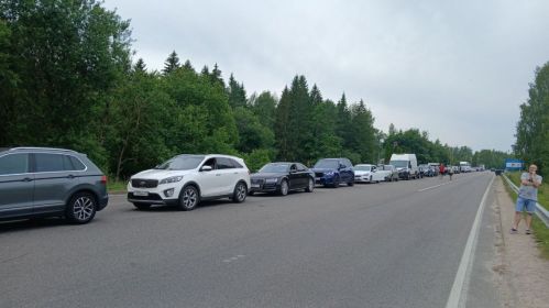 Чарга на беларуска-літоўскай мяжы. 7 ліпеня 2025 года. Фота: granica_bypl / Telegram