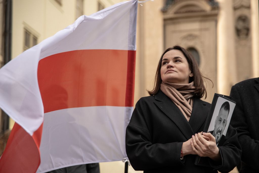 Святлана Ціханоўская на маршы да Дня Волі ў Празе (Фота: Офіс Святланы Ціханоўскай)