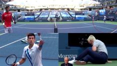 Novak Djoković zaatakował piłką sędzię podczas US Open (fot. TVP)