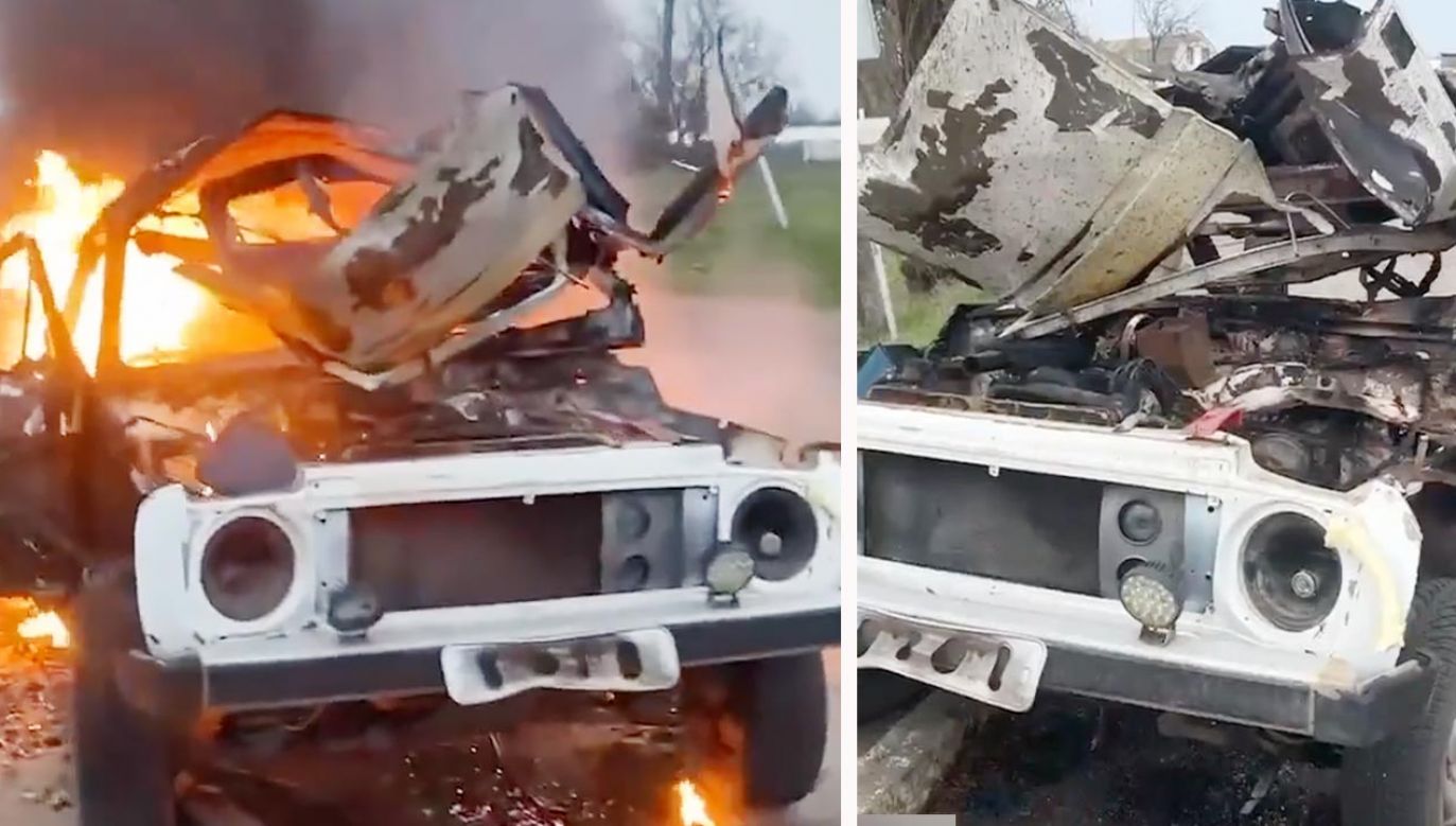 Samochód dowódcy plutonu rosyjskich sił bezpieczeństwa spłonął (fot. TT)