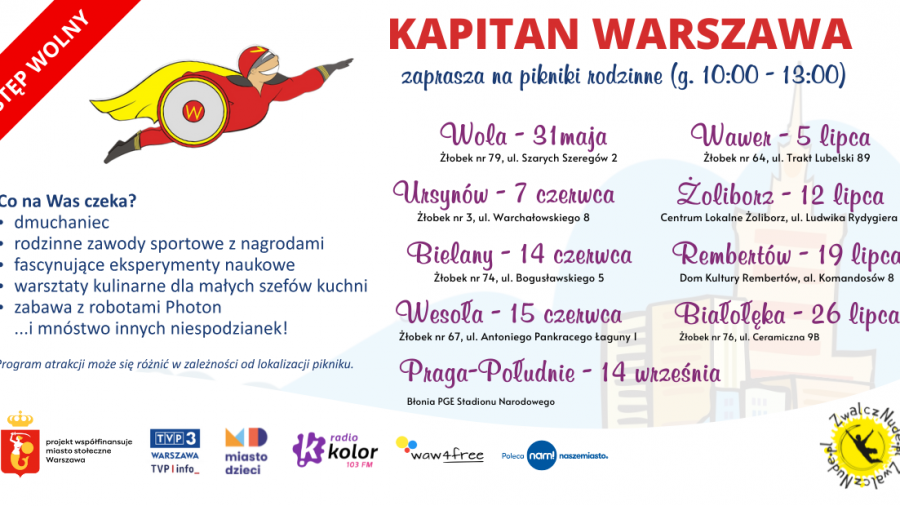 Projekt kapitan Warszawa to cykl bezpłatnych, rodzinnych pikników edukacyjnych / fot. Patronat medialny