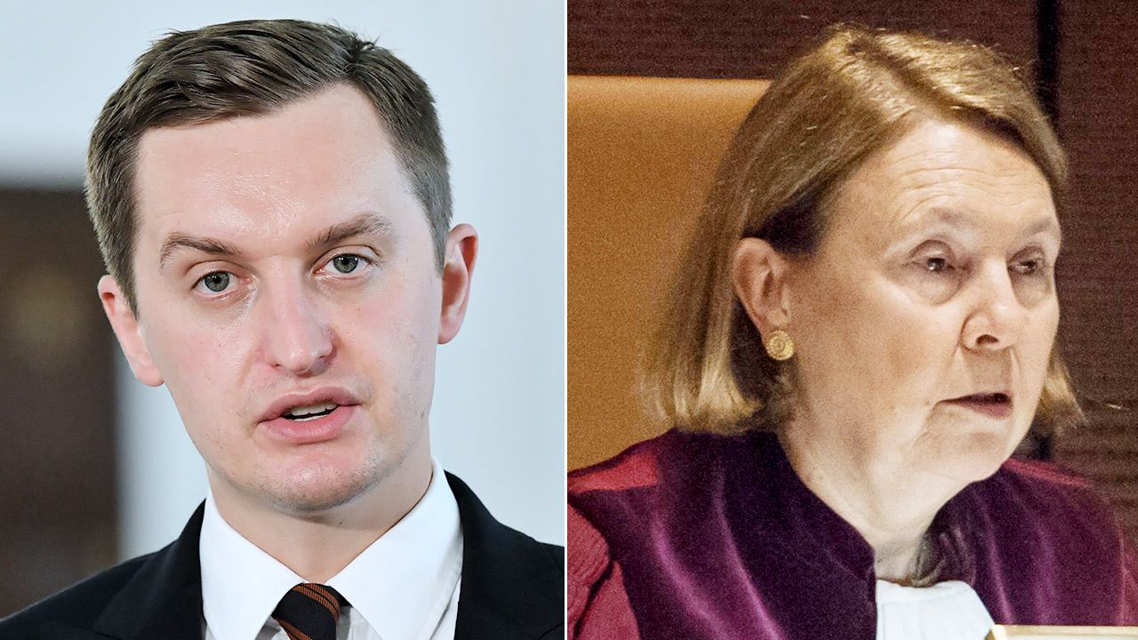 Wiceminister sprawiedliwości Sebastian Kaleta; sędzia Rosario Silva de Lapuerta (fot. PAP/Radek Pietruszka, EPA) Wiceminister sprawiedliwości Sebastian Kaleta; sędzia Rosario Silva de Lapuerta (fot. PAP/Radek Pietruszka, EPA)