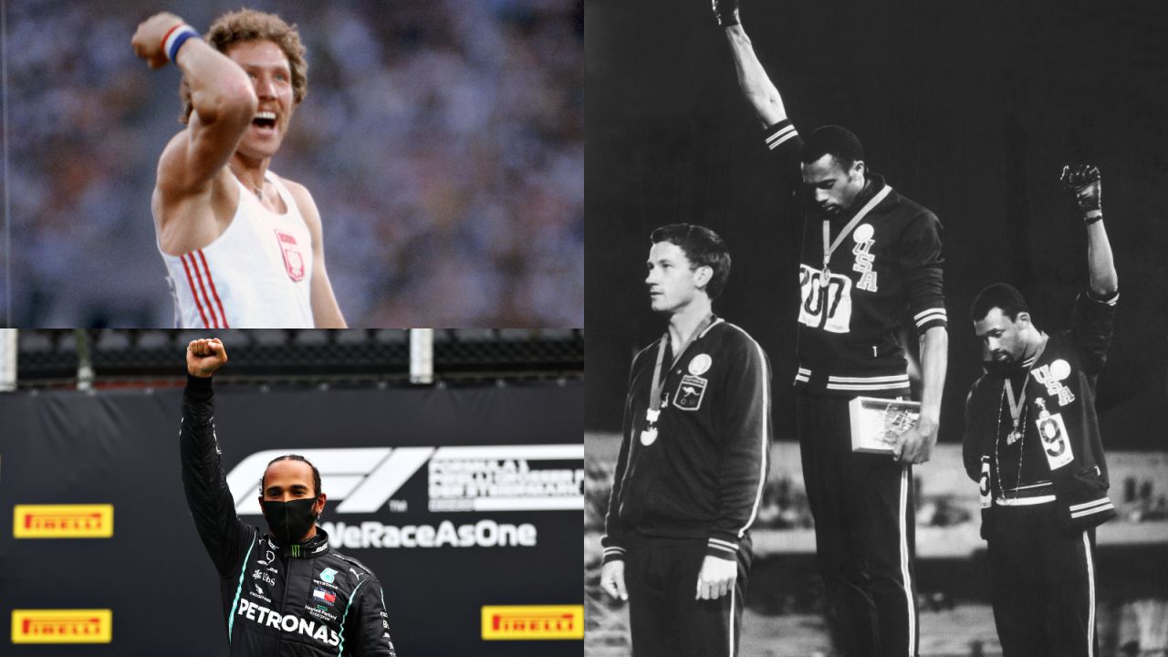 Władysław Kozakiewicz, Lewis Hamilton, Tommie Smith i John Carlos (Fot. Getty)