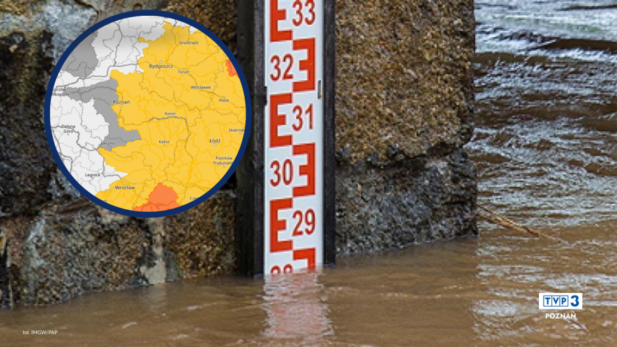 Gwałtowne wzrosty stanów wód, ostrzeżenie hydrologiczne dla Wielkopolski (fot. IMGW/PAP)