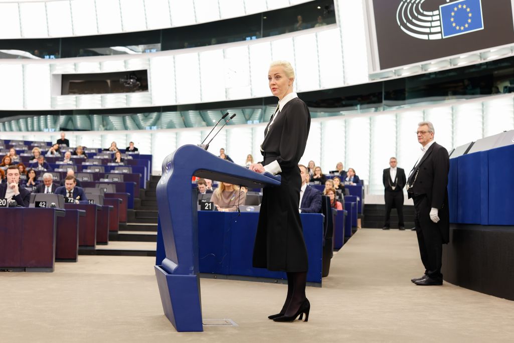 Юлія Навальная выступае ў Еўрапарламенце (Фота: Mathieu Cugnot / Europarl.europa.eu)