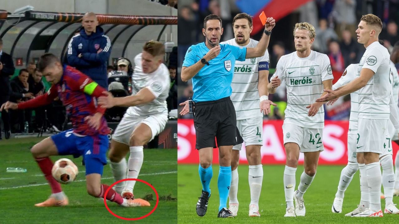 Viktor Gyokeres otrzymał zasłużoną czerwoną kartkę (fot. TVP/PAP)
