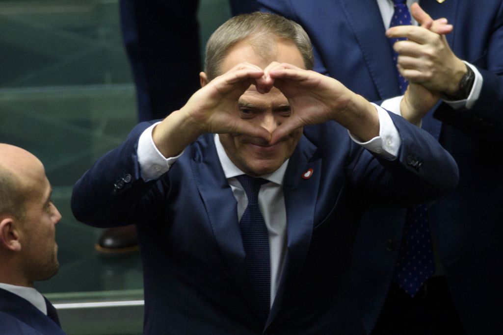 Дональд Туск пасля абрання прэм’ер-міністрам Польшчы. 11 студзеня 2023 года. (Фота: Zbyszek Kaczmarek / Forum)