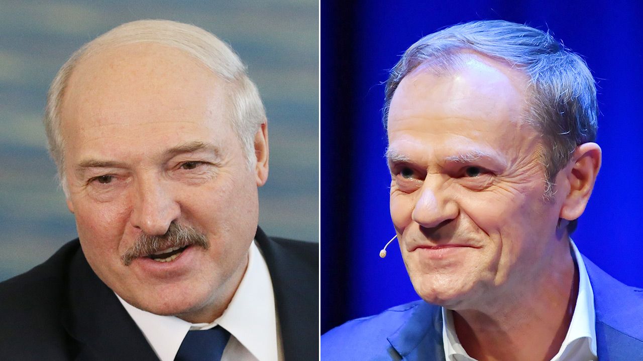 Od lewej: Alaksandr Łukaszenka i Donald Tusk (fot. Mikhail Svetlov/Getty Images; PAP/Adam Warżawa)