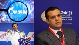 Umar Kremlow (z prawej) i nagrody pieniężne od Gazpromu (fot. Getty)